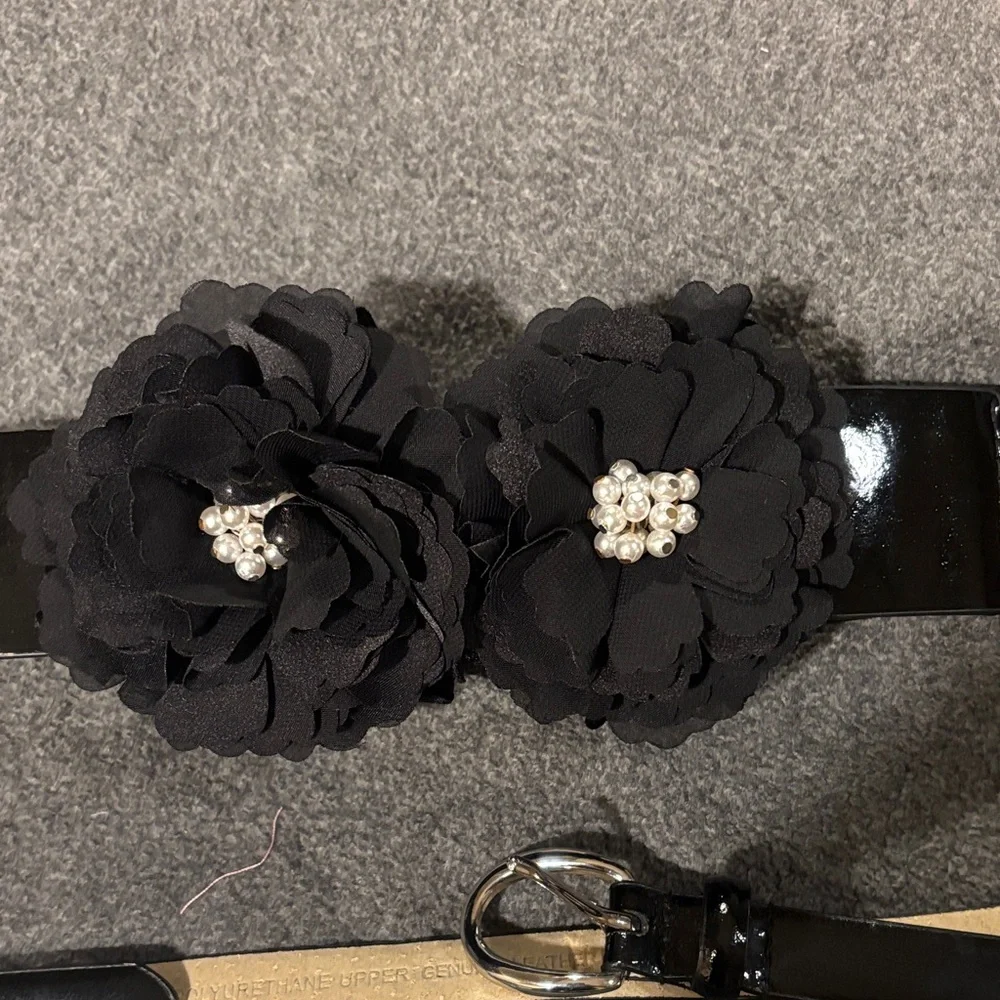 White House Black Market Floral Black and Metallic Belt Trio - Picture 5 of 8